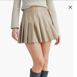 NWT All In Favor Pleated Faux Leather Miniskirt